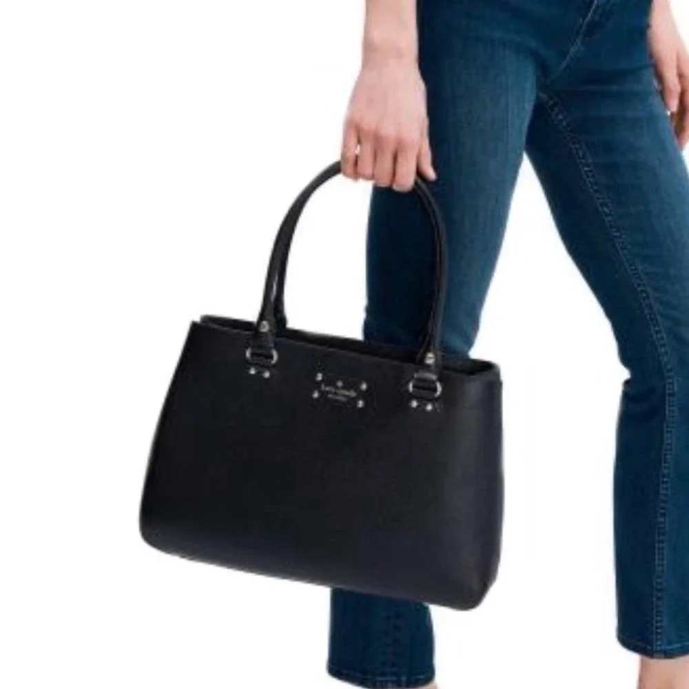 Kate Spade Wellesley Elena Shoulder Satchel Bag Women Black Leather